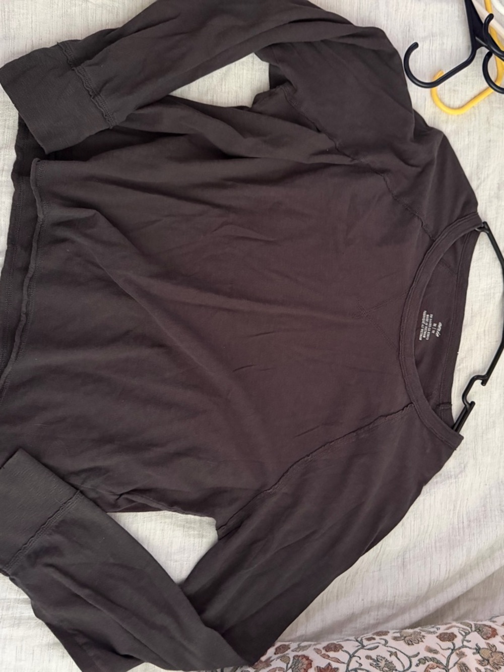Aerie Dark Grey Long Sleeve Crewneck Top